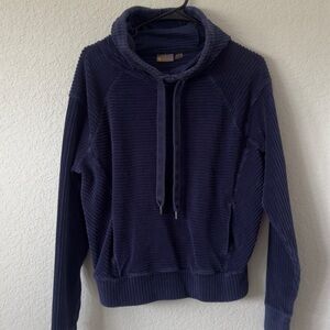 Zella Navy Corded Crewneck Hoodie Sweater